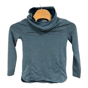 Smartwool Womens Medium Blue Hoodie Sweatshirt Merino Wool Blend Outdoor Casual